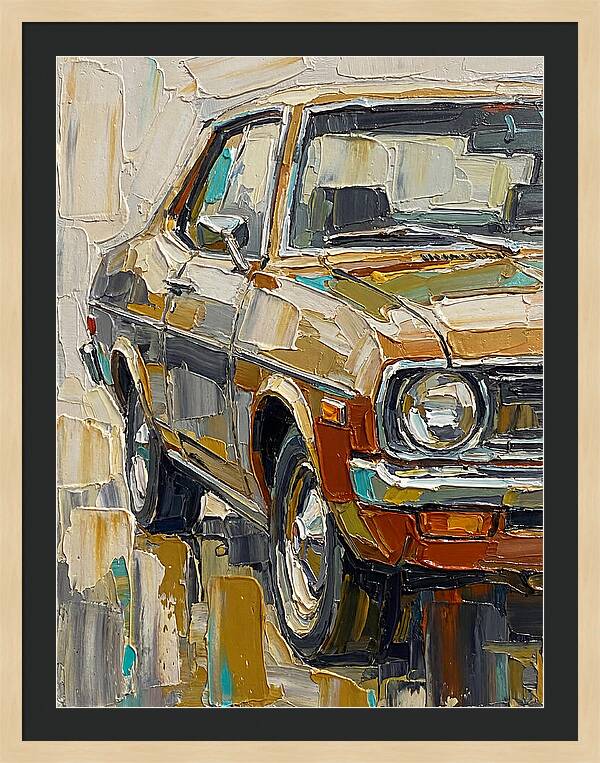 Retro Car In Palette Knife Style