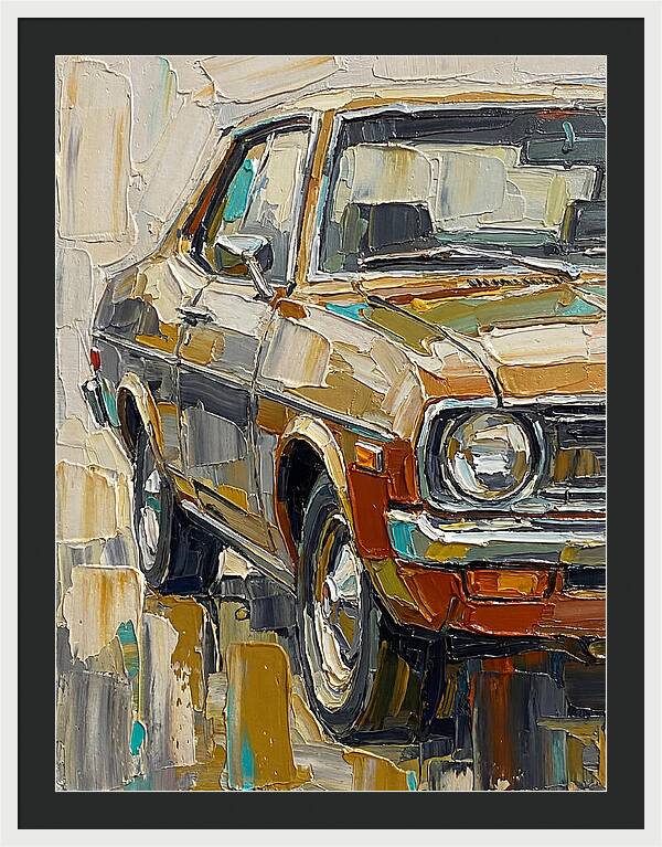 Retro Car In Palette Knife Style