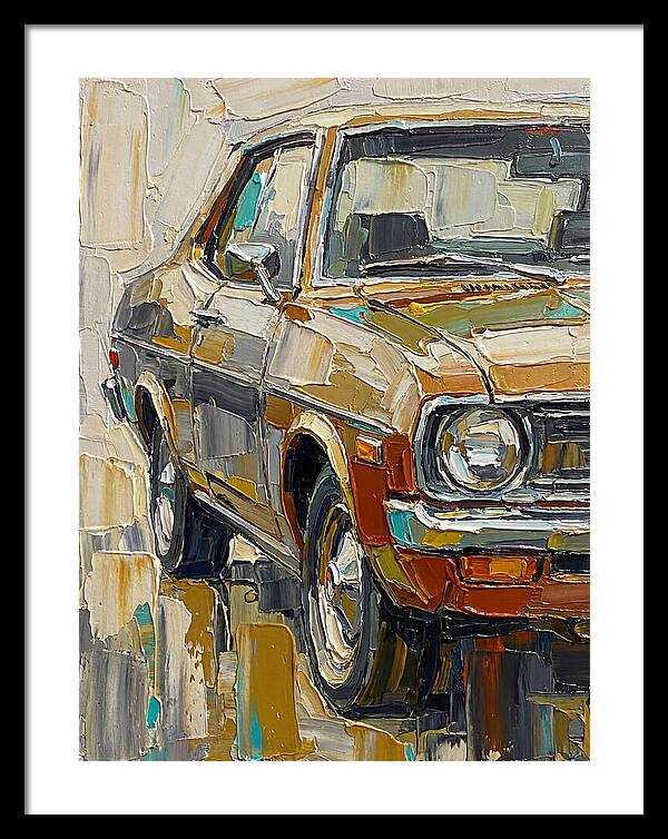 Retro Car In Palette Knife Style