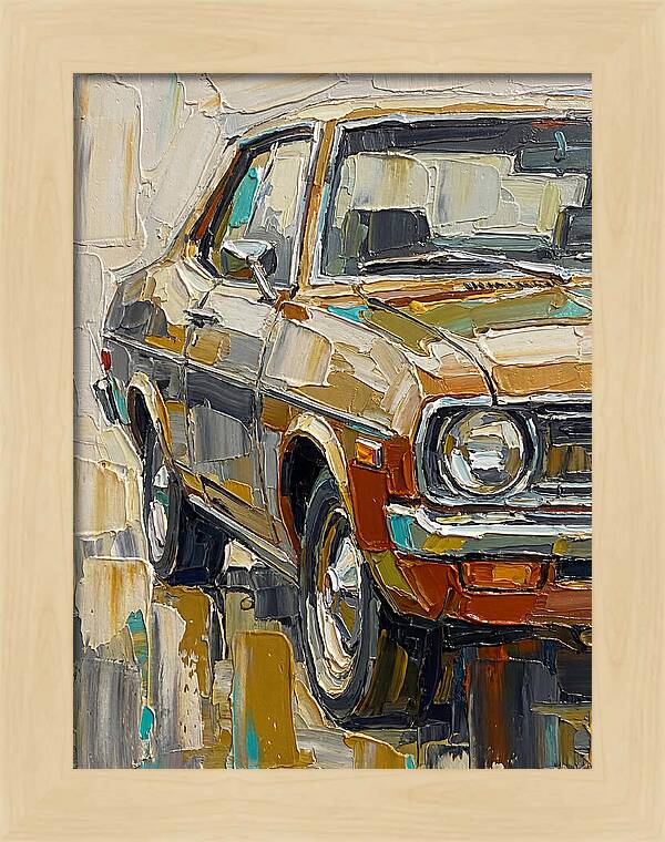 Retro Car In Palette Knife Style