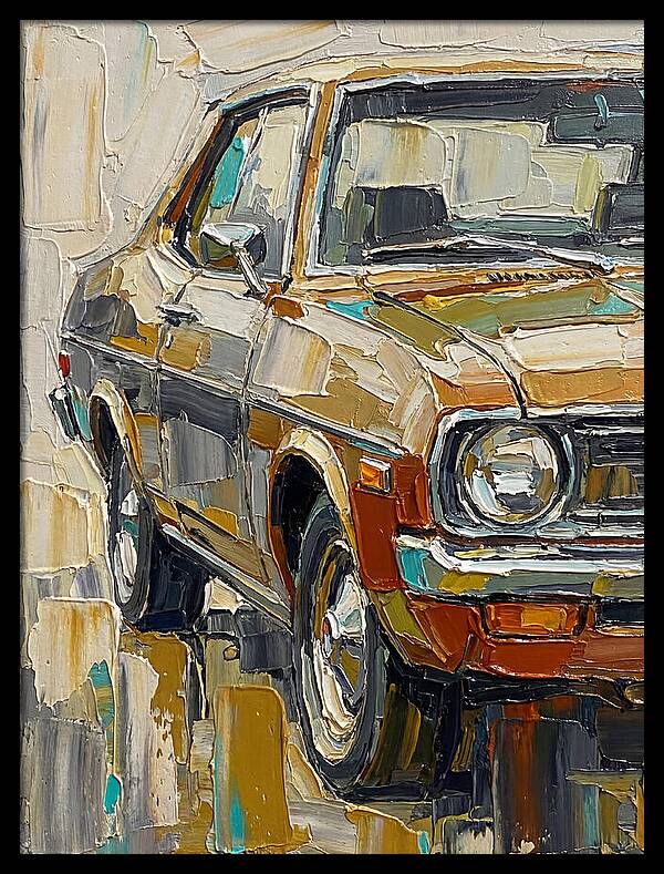 Retro Car In Palette Knife Style