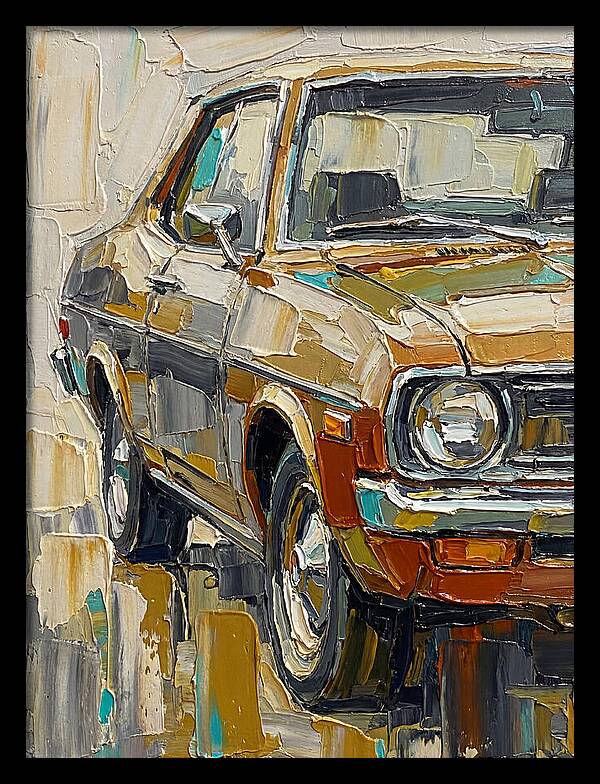 Retro Car In Palette Knife Style