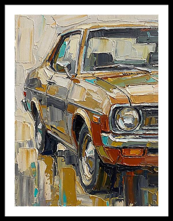Retro Car In Palette Knife Style