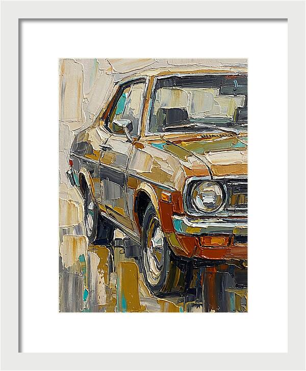 Retro Car In Palette Knife Style