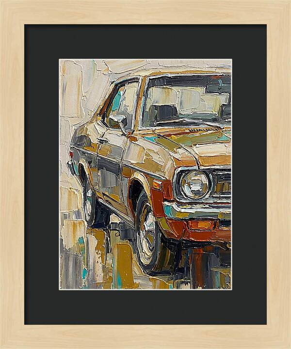 Retro Car In Palette Knife Style