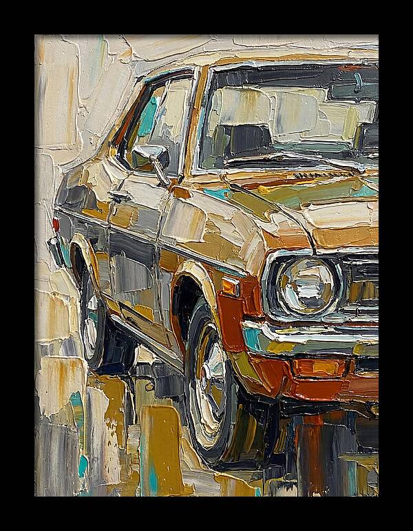 Retro Car In Palette Knife Style