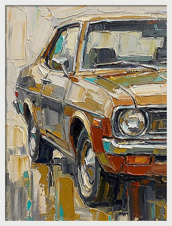 Retro Car In Palette Knife Style
