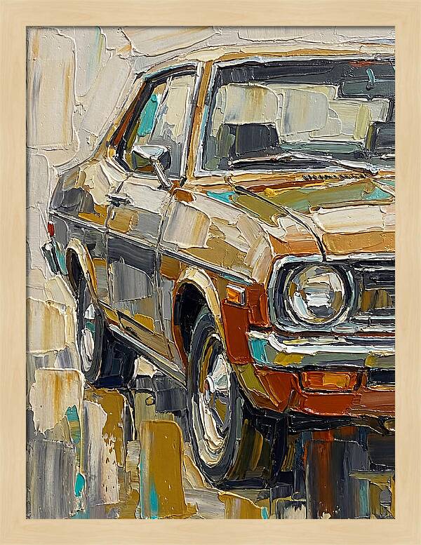 Retro Car In Palette Knife Style