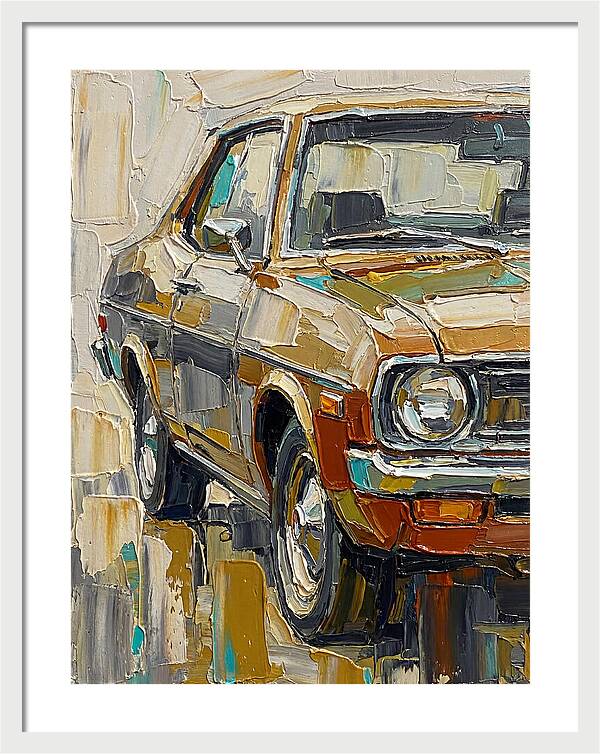 Retro Car In Palette Knife Style