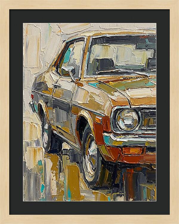 Retro Car In Palette Knife Style