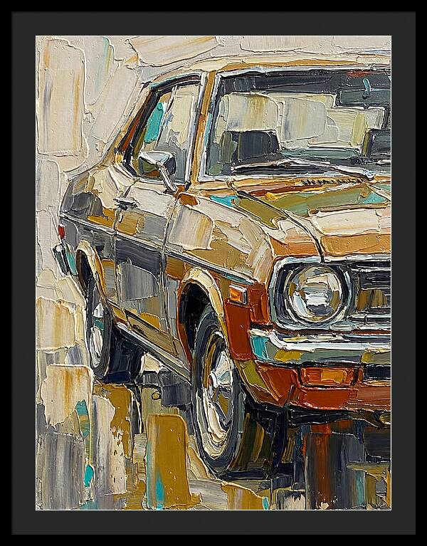 Retro Car In Palette Knife Style