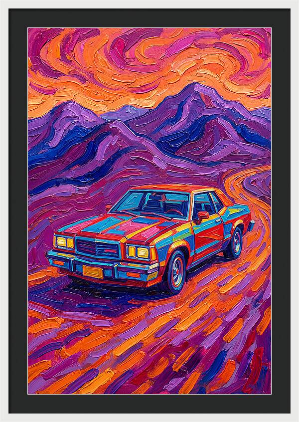 Retro Car Journey Through Vibrant Landscapes