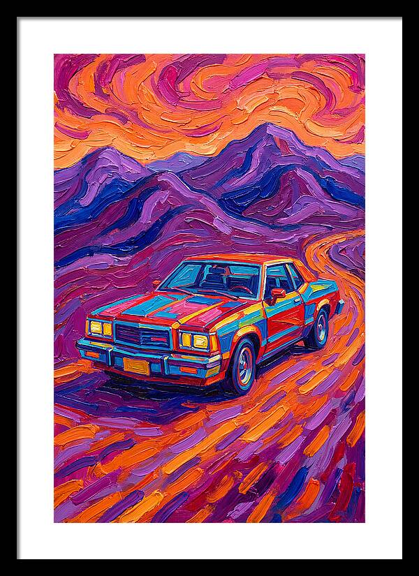 Retro Car Journey Through Vibrant Landscapes