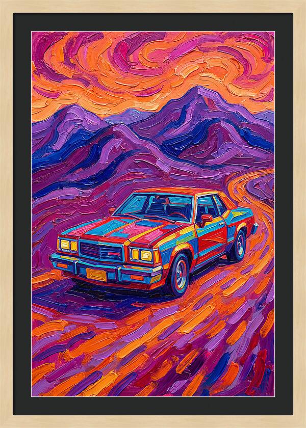 Retro Car Journey Through Vibrant Landscapes