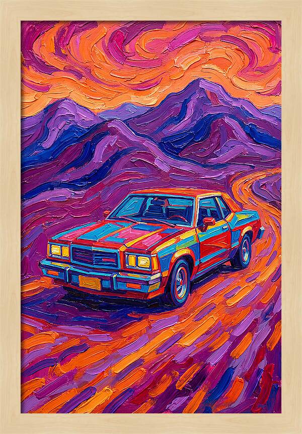 Retro Car Journey Through Vibrant Landscapes