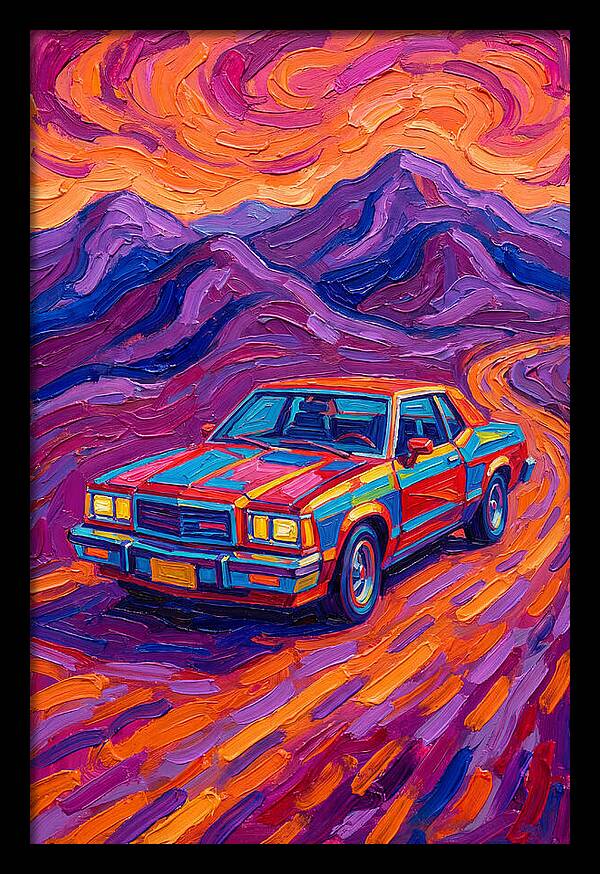 Retro Car Journey Through Vibrant Landscapes