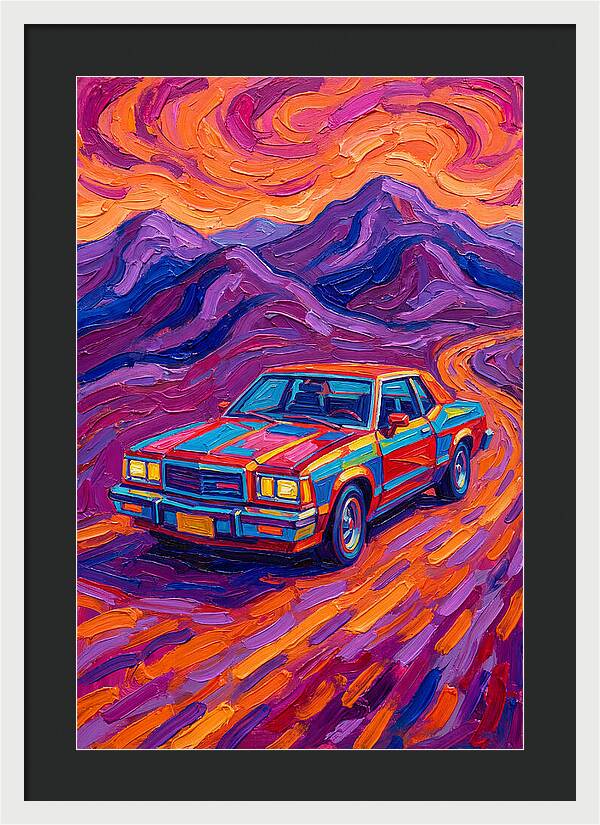 Retro Car Journey Through Vibrant Landscapes