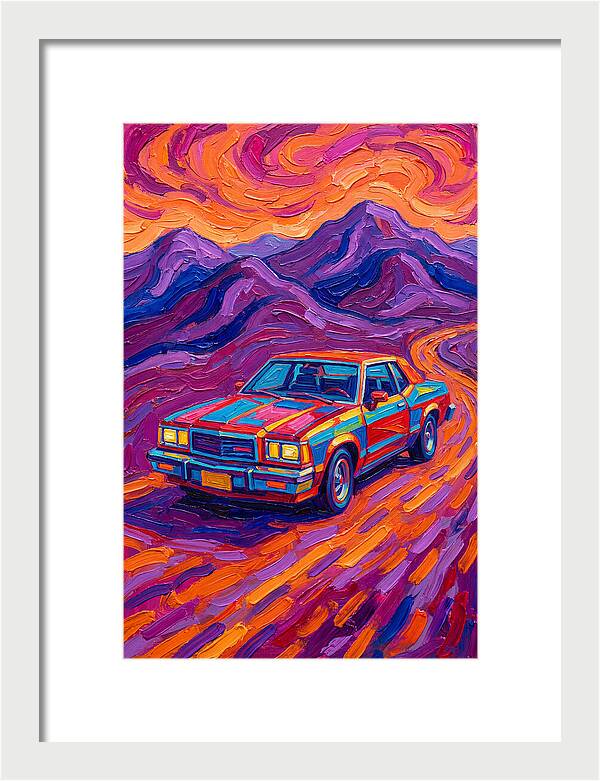 Retro Car Journey Through Vibrant Landscapes