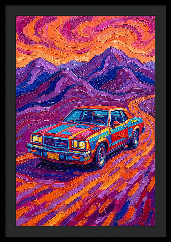 Retro Car Journey Through Vibrant Landscapes
