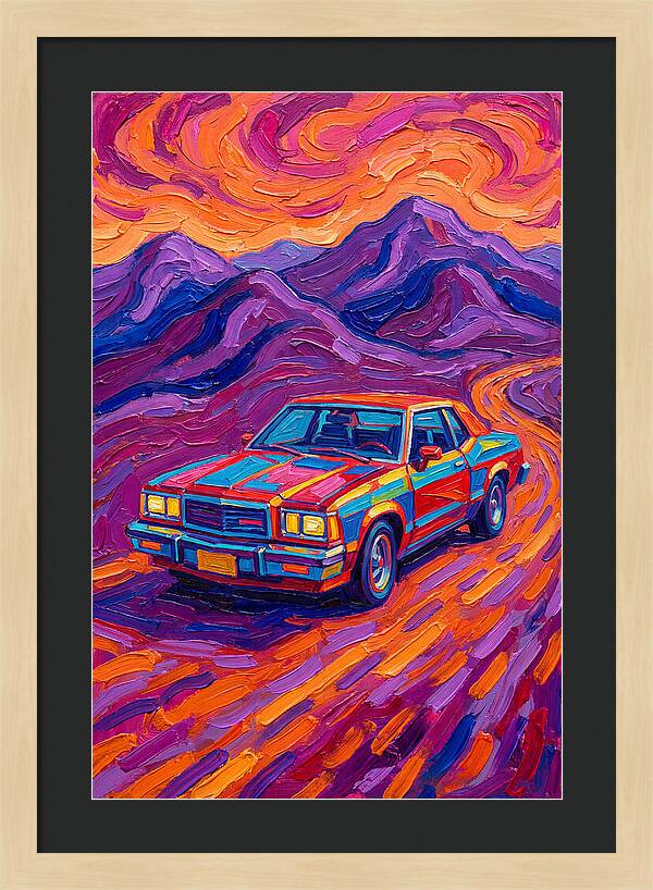 Retro Car Journey Through Vibrant Landscapes