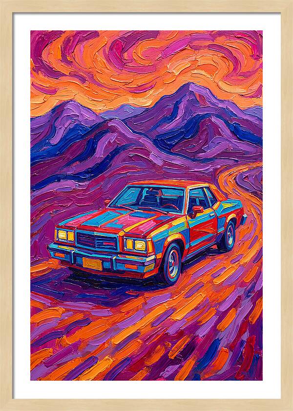 Retro Car Journey Through Vibrant Landscapes