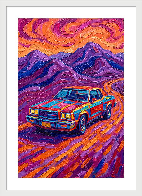 Retro Car Journey Through Vibrant Landscapes