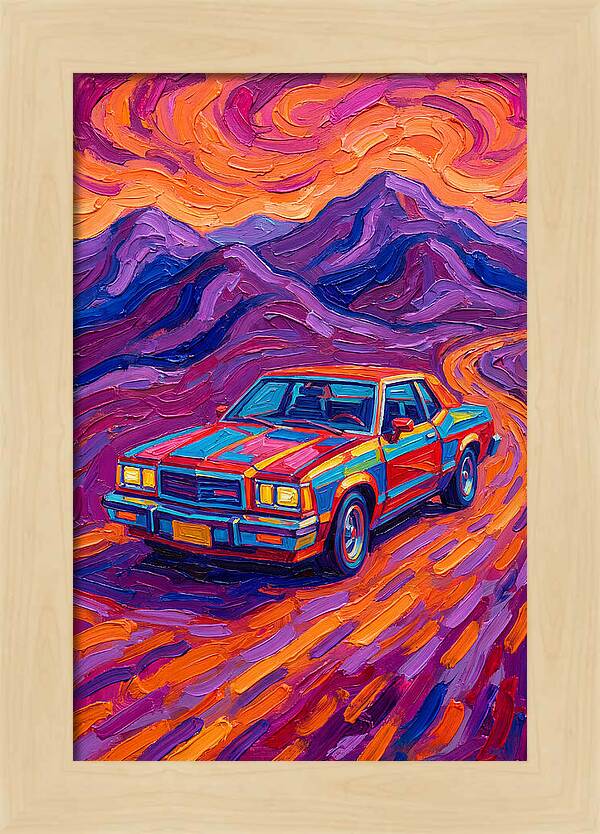 Retro Car Journey Through Vibrant Landscapes