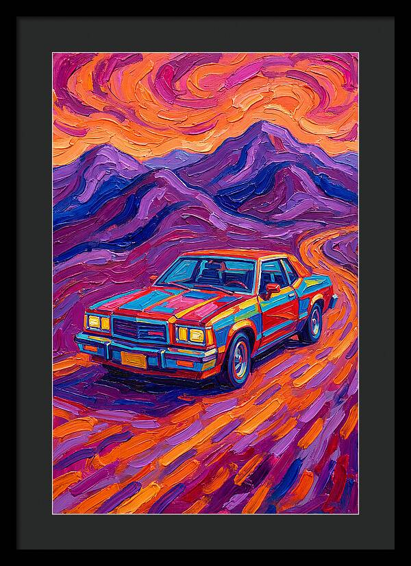 Retro Car Journey Through Vibrant Landscapes