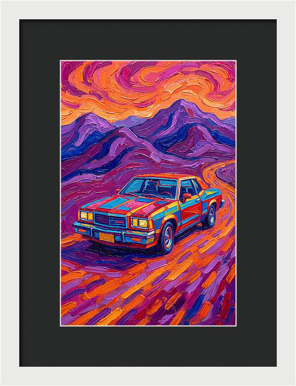 Retro Car Journey Through Vibrant Landscapes