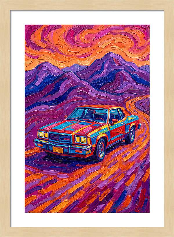 Retro Car Journey Through Vibrant Landscapes