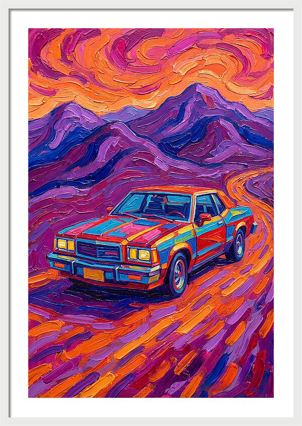 Retro Car Journey Through Vibrant Landscapes