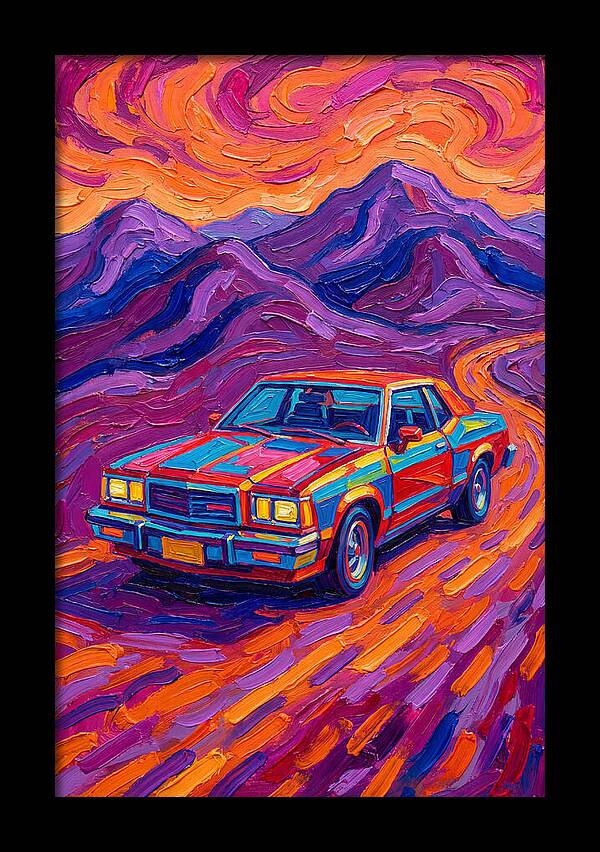 Retro Car Journey Through Vibrant Landscapes