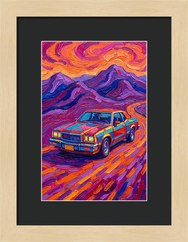 Retro Car Journey Through Vibrant Landscapes