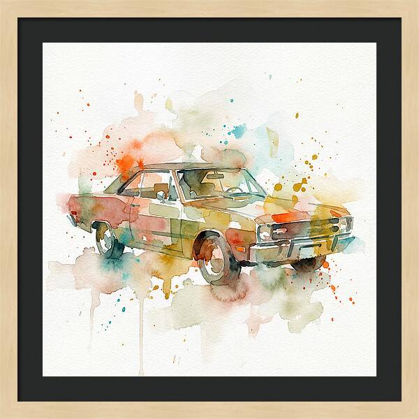 Retro Car Watercolor Splash