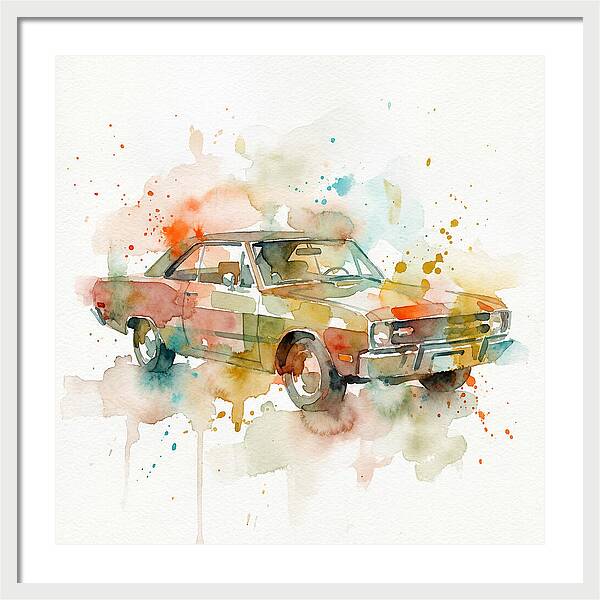 Retro Car Watercolor Splash