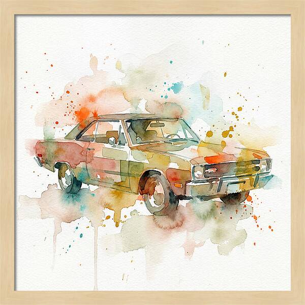 Retro Car Watercolor Splash