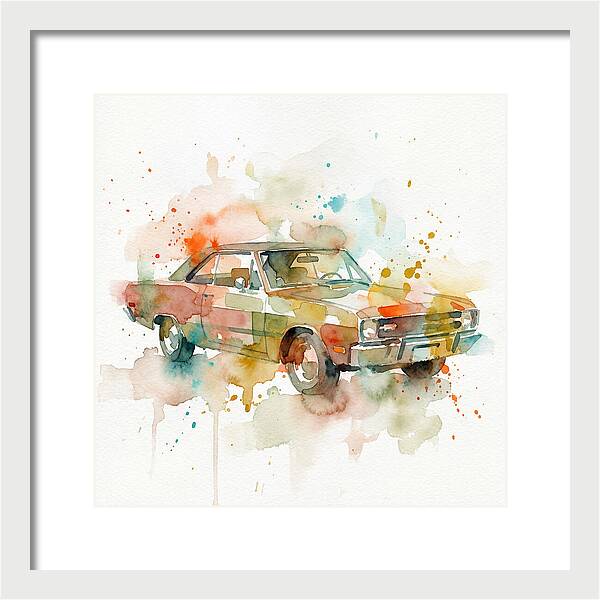 Retro Car Watercolor Splash