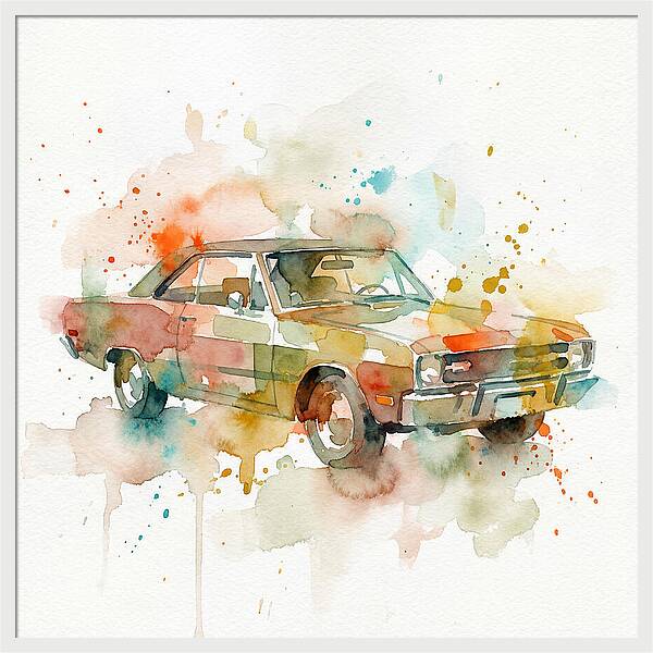 Retro Car Watercolor Splash