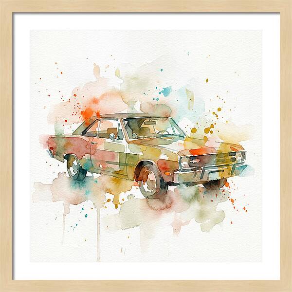 Retro Car Watercolor Splash
