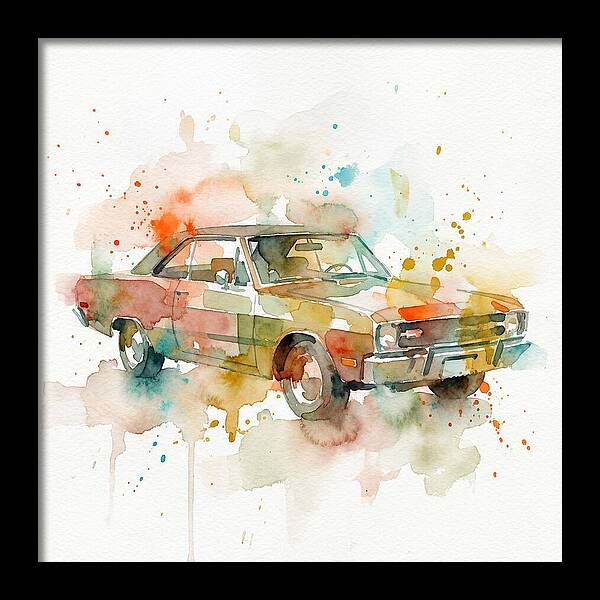 Retro Car Watercolor Splash