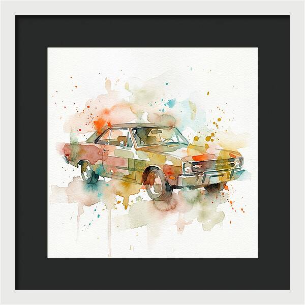 Retro Car Watercolor Splash
