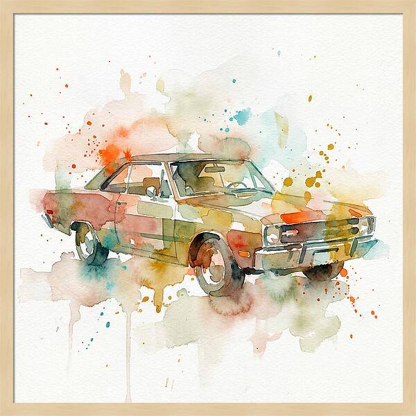 Retro Car Watercolor Splash