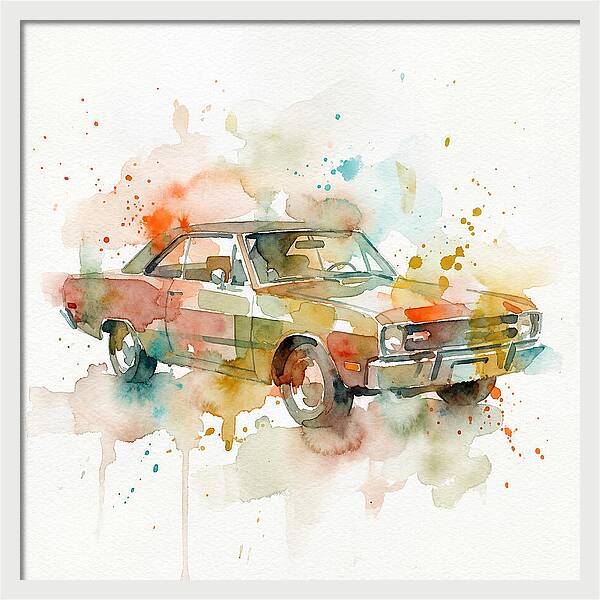 Retro Car Watercolor Splash