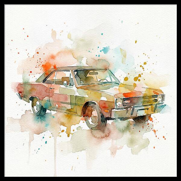 Retro Car Watercolor Splash