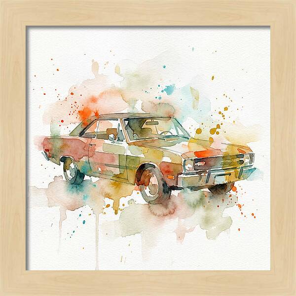 Retro Car Watercolor Splash