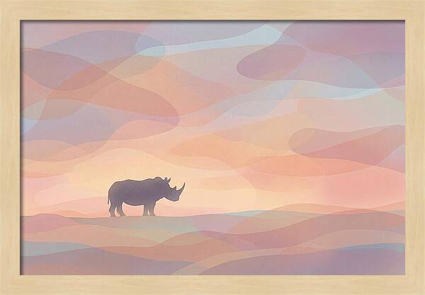 Rhino Silhouette Against Orange Sky