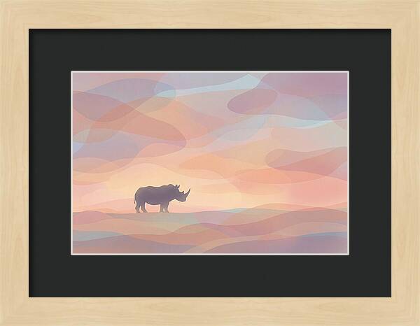 Rhino Silhouette Against Orange Sky
