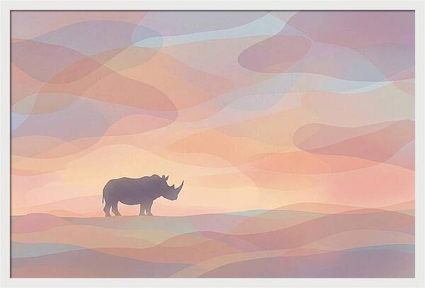Rhino Silhouette Against Orange Sky