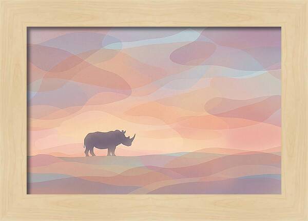 Rhino Silhouette Against Orange Sky