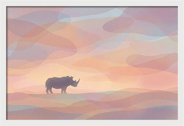 Rhino Silhouette Against Orange Sky